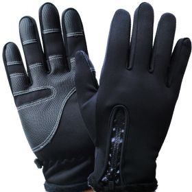 Full Finger Touch Screen Zipper Ski Gloves (Option: Black A-L)