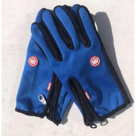 Full Finger Touch Screen Zipper Ski Gloves (Option: Ordinary blue-L)